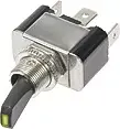 Super Cena Vypínač kovový 12mm 30A / 12V se zelenou LED - on/off
