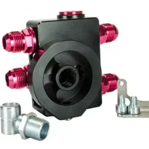 Vysoce Kvalitní Externí relokační držák olejového filtru ProRacing M20 x 1,5 a 3/4"-16UNF s termostatem - 2x vývody D-10