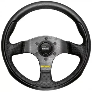 Značkový Volant Momo Team 280mm - černý/černý - kůže (homologace)