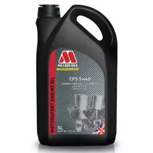 Závodní motorový olej Millers Oils Motorsport CFS 5w40 - 5l - plně syntetický motorový olej, triesterová technologie Ověřený