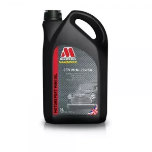 Závodní motorový olej Millers Oils Motorsport CTV 20w50 - 5l - polosyntetický olej pro společnou olejovou vanu - závodní Mini Poslední Šance