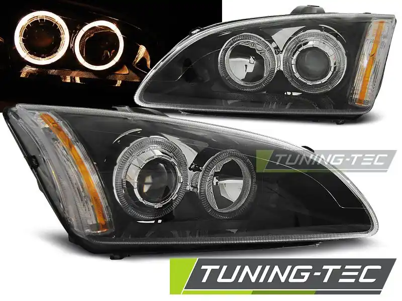 Přední světla Ford Focus II 09/04-01/08 Angel Eyes černá Horká Nabídka