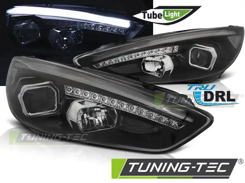 Přední světla Ford Focus MK3 15-18 černá DRL led Autentický