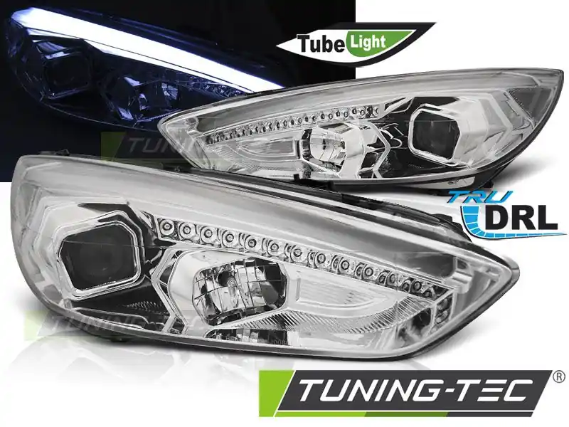 Ověřený Přední světla Ford Focus MK3 15-18 chrom DRL led