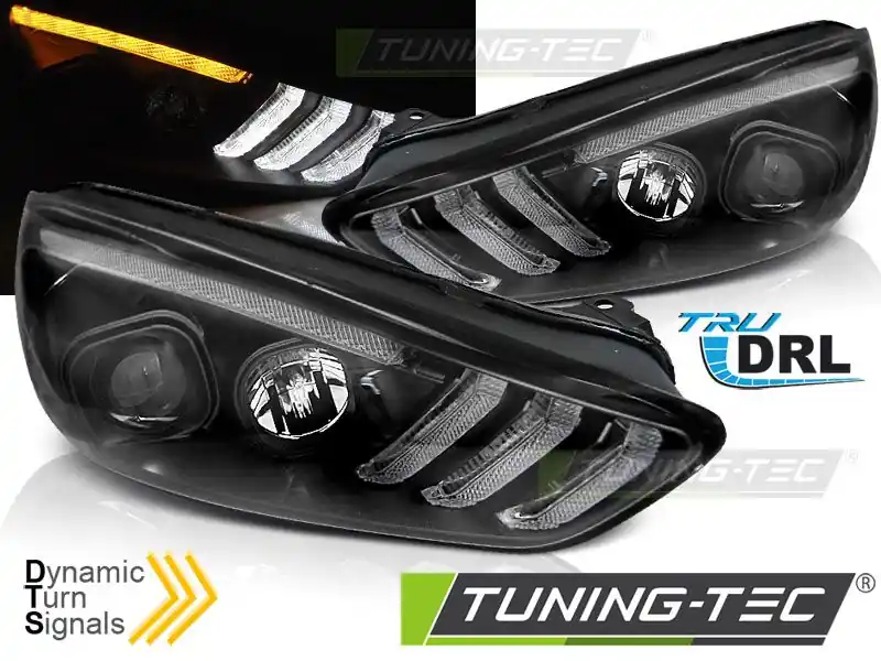 Přední světla Ford Focus MK3 15-18 černá DRL led SEQ Bezpečná Platba