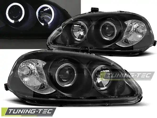 Přední světla Honda Civic 09/95-02/99 Angel Eyes černá Super Cena