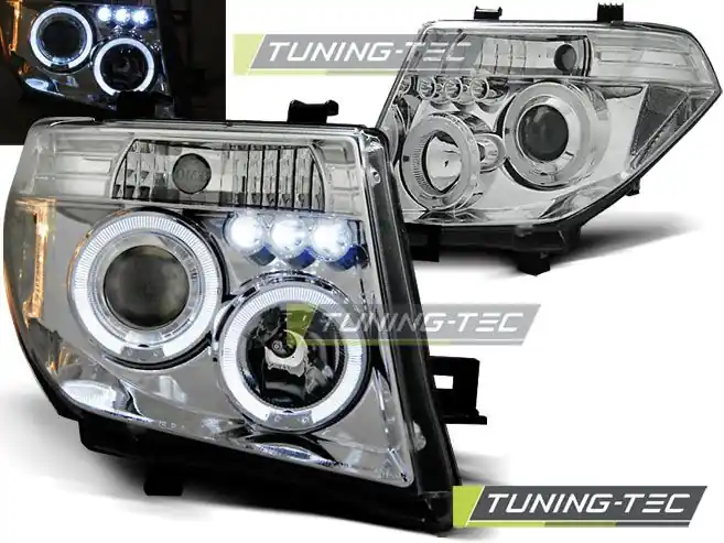 Přední světla Nissan Navara D40/Pathfinder 05-10 Angel Eyes chrom Poslední Šance