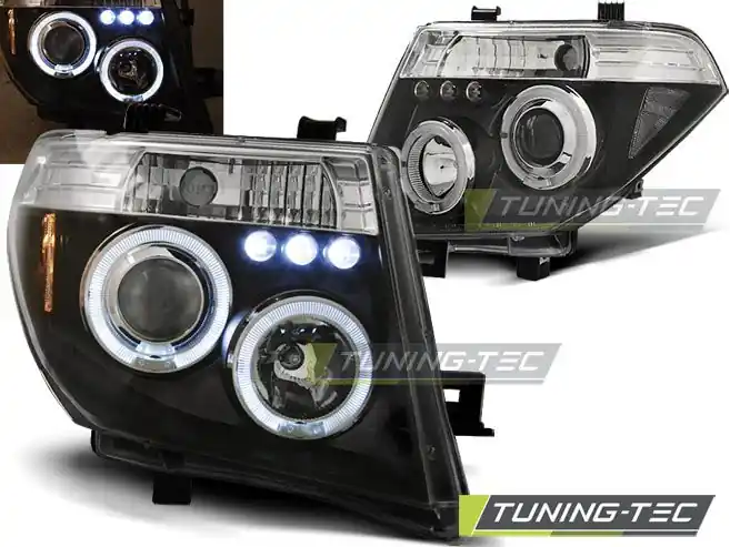 Přední světla Nissan Navara D40/Pathfinder 05-10 Angel Eyes černá Doprava Zdarma