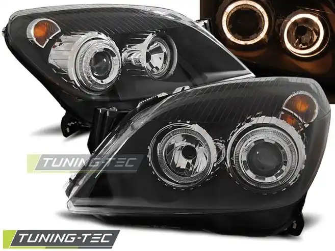Nejlepší Cena Přední světla Opel Astra H 03/04-09 Angel Eyes černá