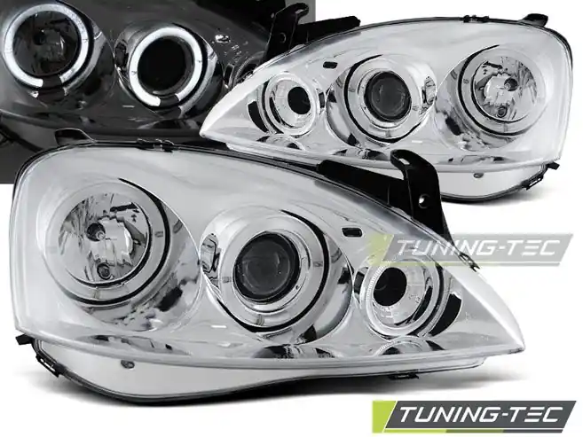 Přední světla Opel Corsa C 11/00 - 09/06 Angel Eyes chrom Nová Kolekce