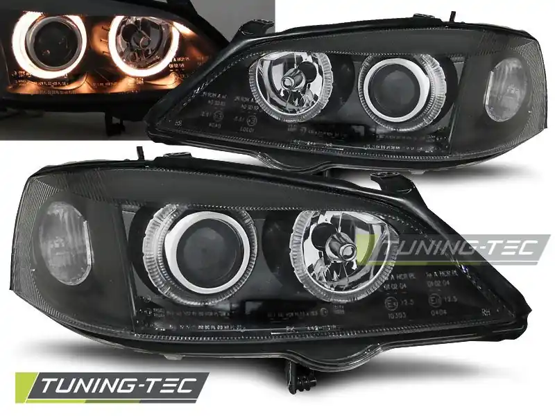 Přední světla Opel Astra G 09/97-02/04 Angel Eyes černá Kup Teď