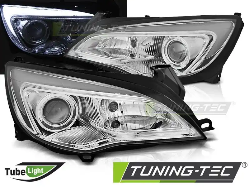 Přední světla Opel Astra J 10-15 TUBE LIGHT chrom Doprava Zdarma