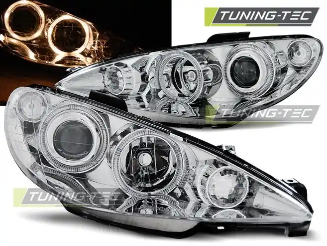 Přední světla Peugeot 206 02-Angel Eyes chrom Expresní Doručení