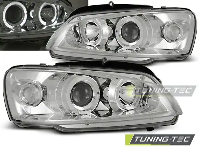 Sleva Přední světla Peugeot 106 08/96-03 Angel Eyes chrom