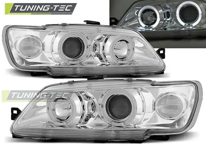 Ihned K Objednání Přední světla Peugeot 306 02/93-04/97 Angel Eyes chrom