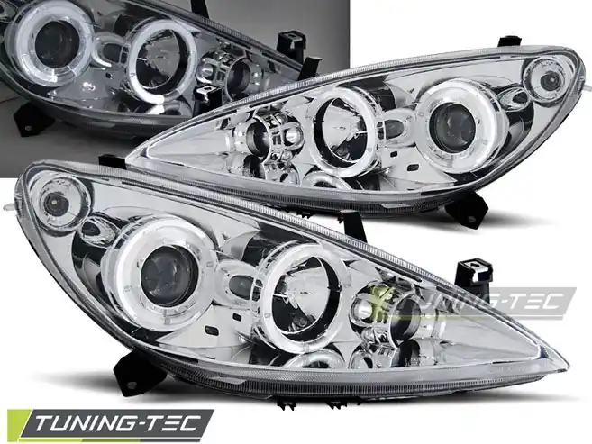 Přední světla Peugeot 307 04/01-06/05 Angel Eyes chrom Omezená Nabídka