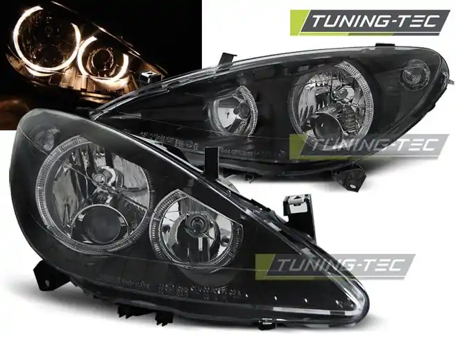 Přední světla Peugeot 307 04/01-06/05 Angel Eyes černá Expresní Doručení