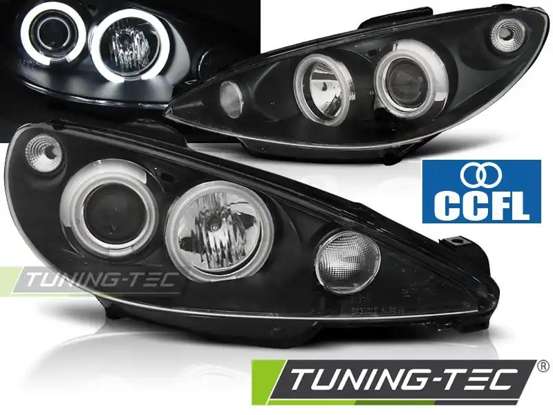 Zlevněný Přední světla Peugeot 206 02- Angel Eyes černá CCFL