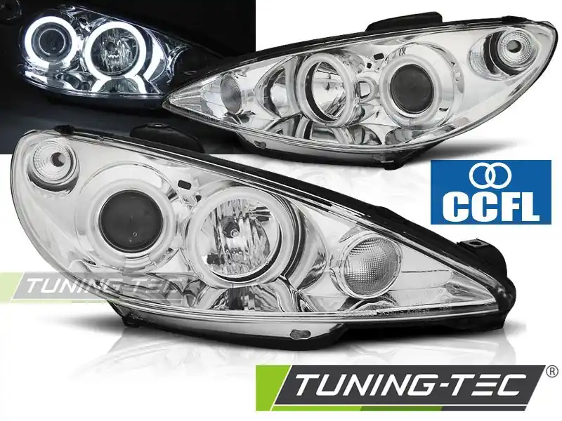 Ihned K Objednání Přední světla Peugeot 206 02- Angel Eyes chrom CCFL