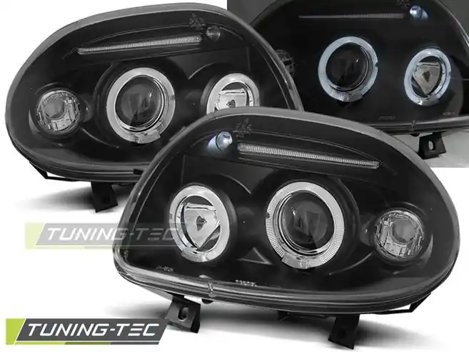 Přední světla Renault Clio II 09/98-05/01 Angel Eyes černá Omezená Nabídka