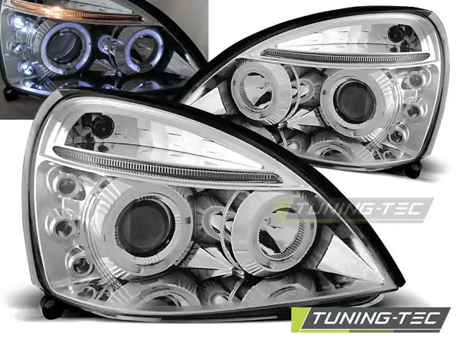 Přední světla Renault Clio II 06/01-09/05 Angel Eyes chrom Expresní Doručení