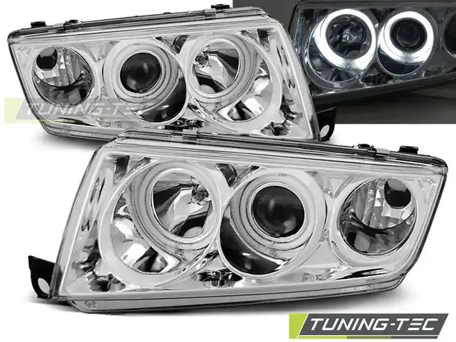 Horká Nabídka Přední světla Skoda Fabia I 12/99-08 Angel Eyes chrom