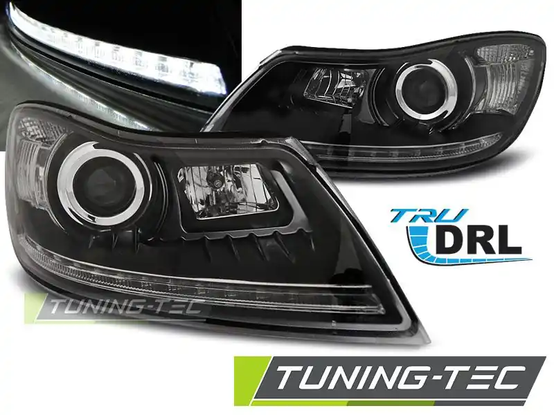 Přední světla Skoda Octavia 09-12 TRUE DRL černá Nová Kolekce