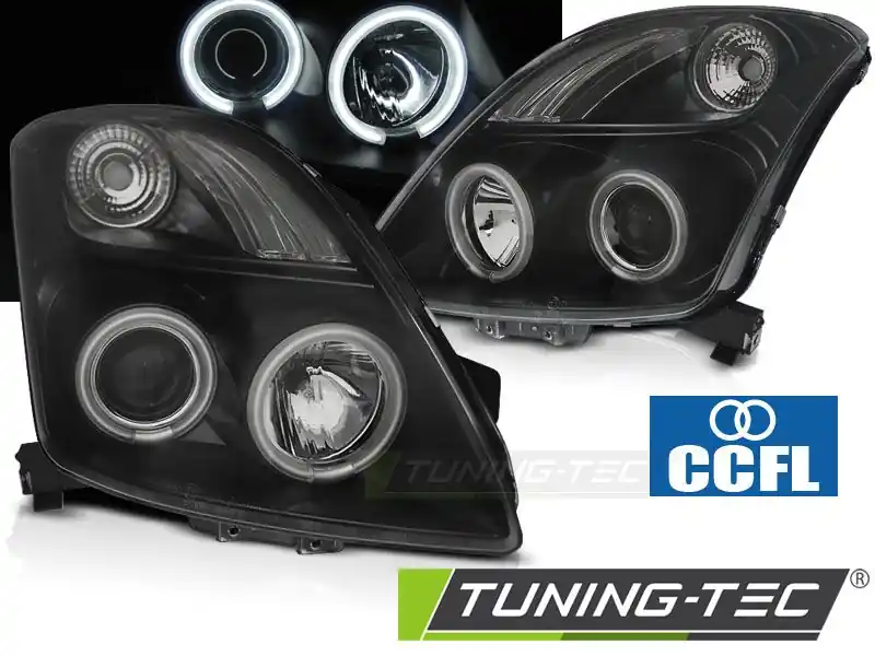 Přední světla Suzuki Swift 05/05-10 CCFL Angel Eyes černá Jen Po Omezenou Doba