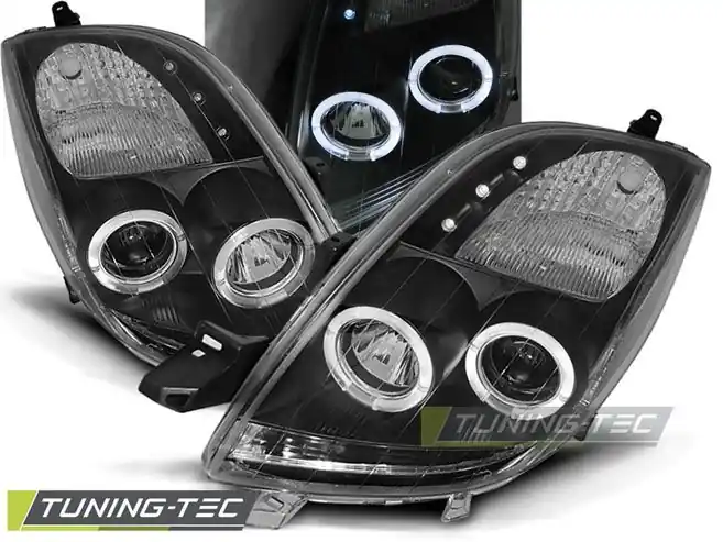 Hit Sezóny Přední světla Toyota Yaris 06-09 Angel Eyes černá