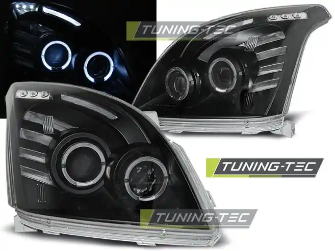 Přední světla Toyota Land Cruiser 120 03-09 Angel Eyes černá Omezená Nabídka