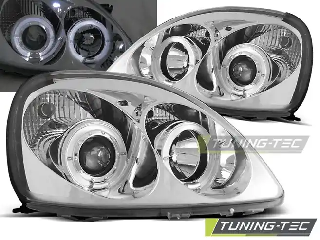 Pouze Dnes Přední světla Toyota Yaris 04/99-09/03 Angel Eyes chrom