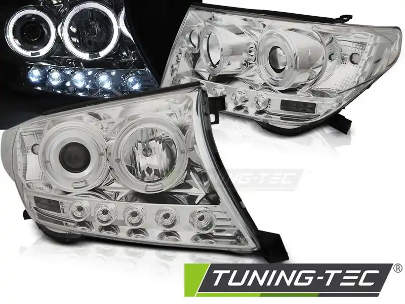 Přední světla Toyota Land Cruiser FJ200 07-12 Angel Eyes chrom Levný