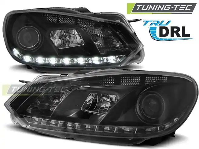 Výprodej Přední světla VW GOLF 6 10/08-12 TRUE DRL černá