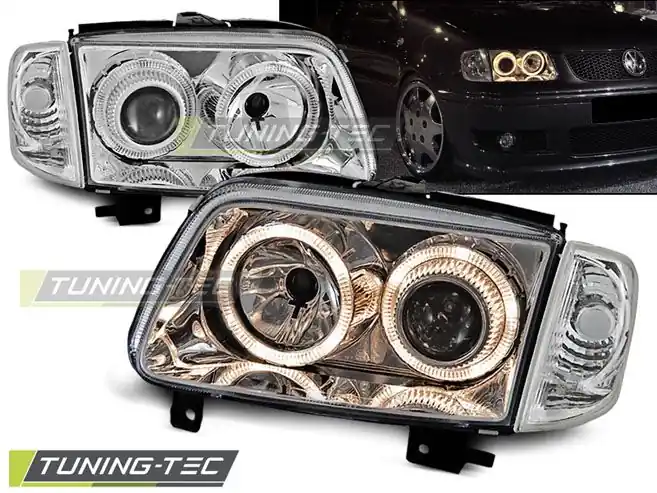 Hit Sezóny Přední světla VW Polo 6N2 10/99-10/01 Angel Eyes chrom