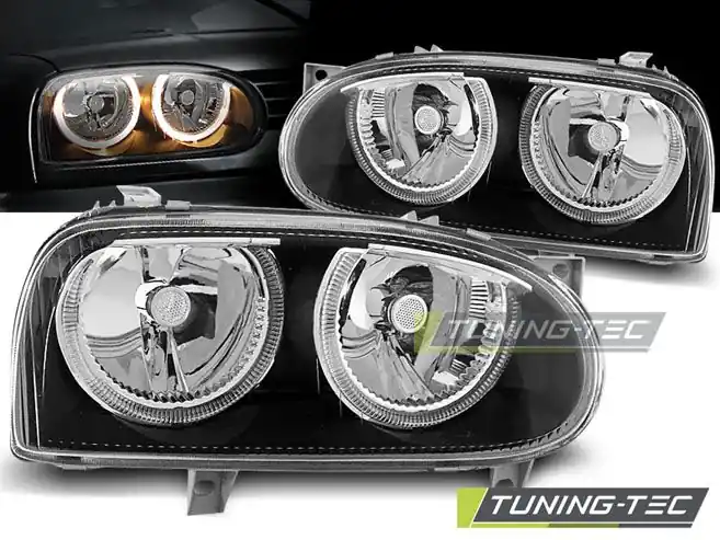 Přední světla VW GOLF 3 09/91-08/97 Angel Eyes černá Víkendová Akce