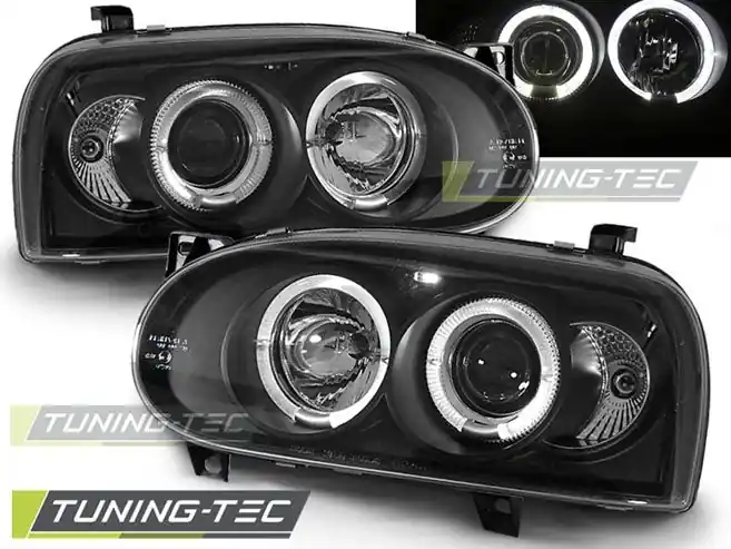 Přední světla VW GOLF 3 09/91-08/97 Angel Eyes černá Nová Kolekce