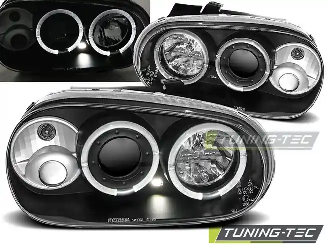 Přední světla VW GOLF 4 09/97-09/03 Angel Eyes černá Nejlepší Cena
