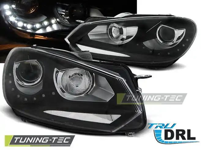 Jen Po Omezenou Doba Přední světla VW GOLF 6 10/08-12 TRUE DRL černá