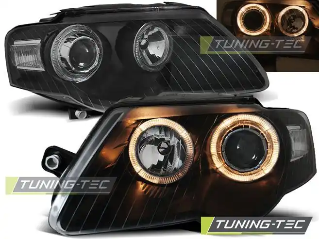 Přední světla VW Passat B6 3C 03/05-10 Angel Eyes černá Akční Nabídka