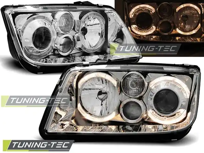 Přední světla VW Bora 09/98-07/05 Angel Eyes chrome Must-Have
