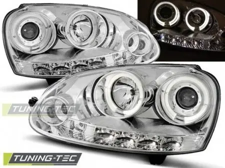 Přední světla VW GOLF 5 10/03-09 Angel Eyes chrom Pouze Dnes