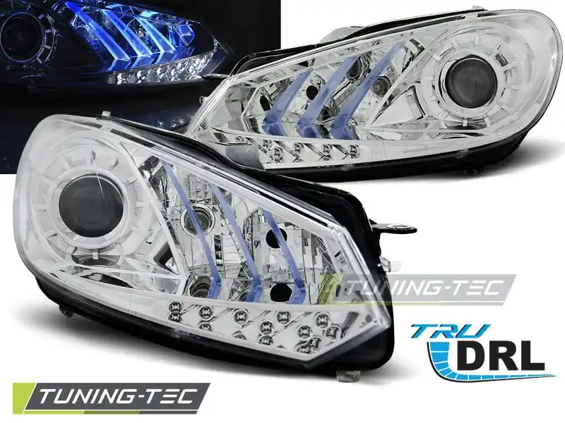 Nová Kolekce Přední světla VW Golf 6 10/08-12 TRUE DRL chrom