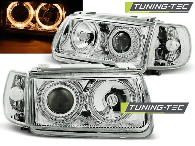 Cenově Výhodný Přední světla VW Polo 6N 10/94-09/99 Angel Eyes chrom
