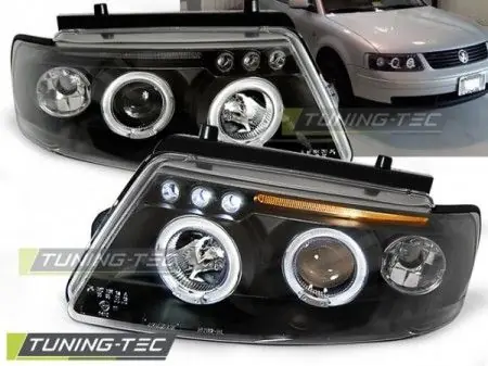Víkendová Akce Přední světla VW Passat B5 3B 11/96-08/00 Angel Eyes černá