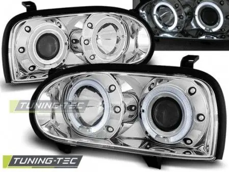 Novinka Přední světla VW Golf 3 09/91-08/97 Angel Eyes chrom