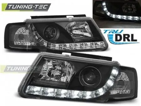 Přední světla VW Passat B5 3B 11/96-08/00 TRUE DRL černá Horká Nabídka