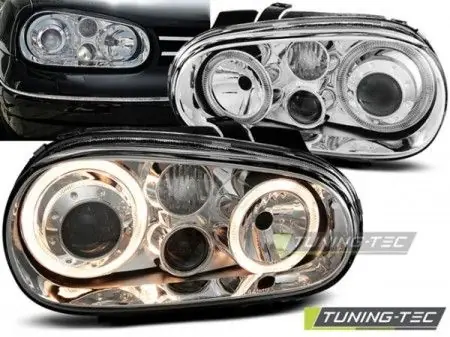 Přední světla VW Golf 4 09/97-09/03 Angel Eyes chrom Levný