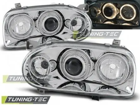 Bezpečná Platba Přední světla VW Golf 3 09/91-08/97 Angel Eyes chrom