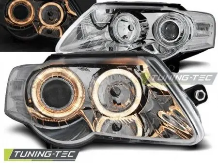 Oblíbený Přední světla VW Passat B6 3C 03/05-10 Angel Eyes chrom