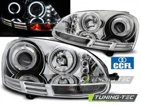 Nová Kolekce Přední světla VW Golf 5 10/03-09 Angel Eyes CCFL chrom
